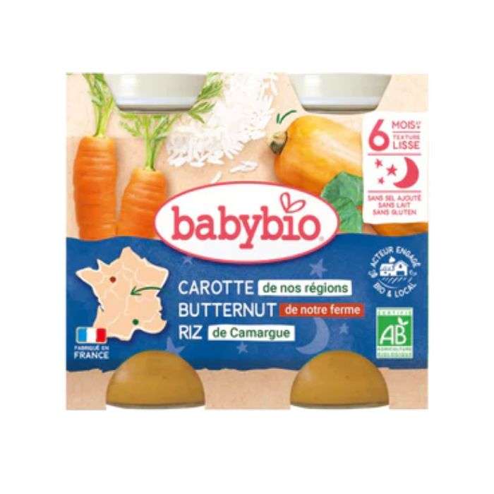 BABYBIO COMPOTE DE CAROTTE BUTTERNUT ET RIZ PATES 6MOIS+ 2200 G
