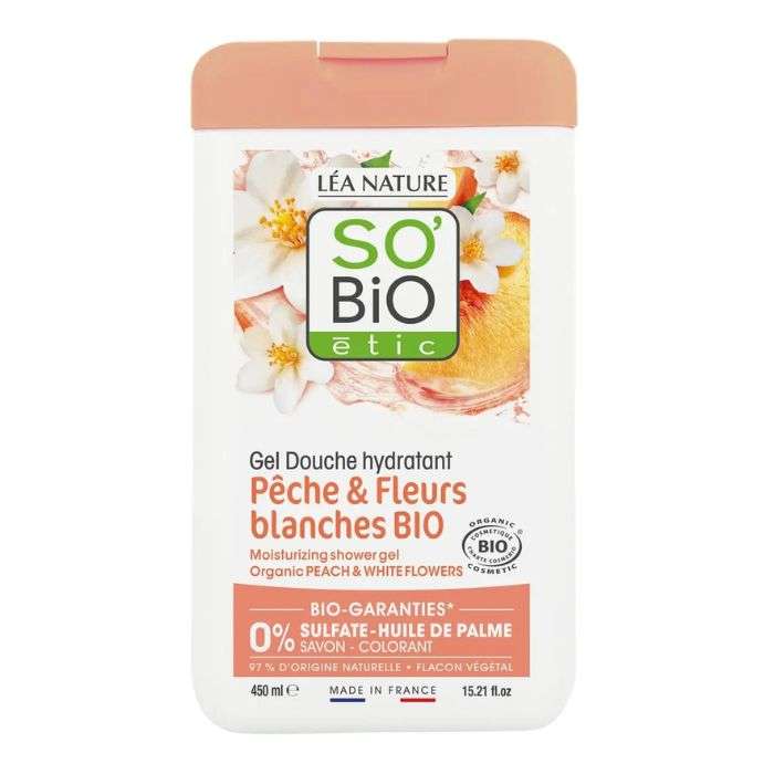 SO BIO GEL DOUCHE HYDRATANT PECHE ET FLEURS BLANCHES BIO 450 ML