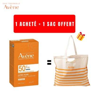 AVENE OFFRE ULTRA FLUID INVISIBLE SPF 50 BLUE LIGHT 50 ML PEAU SENSIBLE + SAC OFFERT