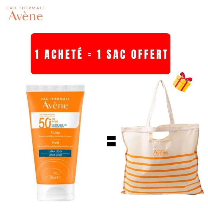 AVENE OFFRE SOLAIRE FLUIDE SPF 50 ULTRA LEGER 50ML + SAC OFFERT