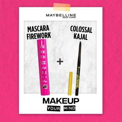 MAYBELLINE PACK MASCARA FIREWORK 10 ML + MAYBELLINE CRAYON THE COLOSSAL KAJAL NOIR A L'HUILE D'ARGAN