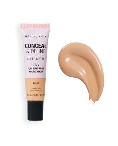 MAKEUP REVOLUTION CONCEAL AND DEFINE SUPER MATTE 2 EN 1 COUVRANCE TOTALE 23ML