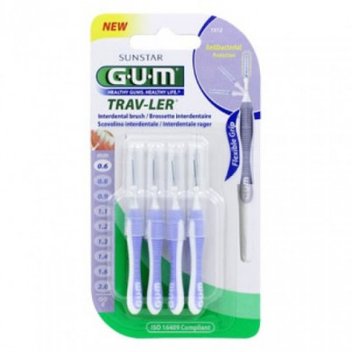 GUM Brossette interdentaire antibactérienne Trav-ler 0.6 mm - 4 brossettes-1312