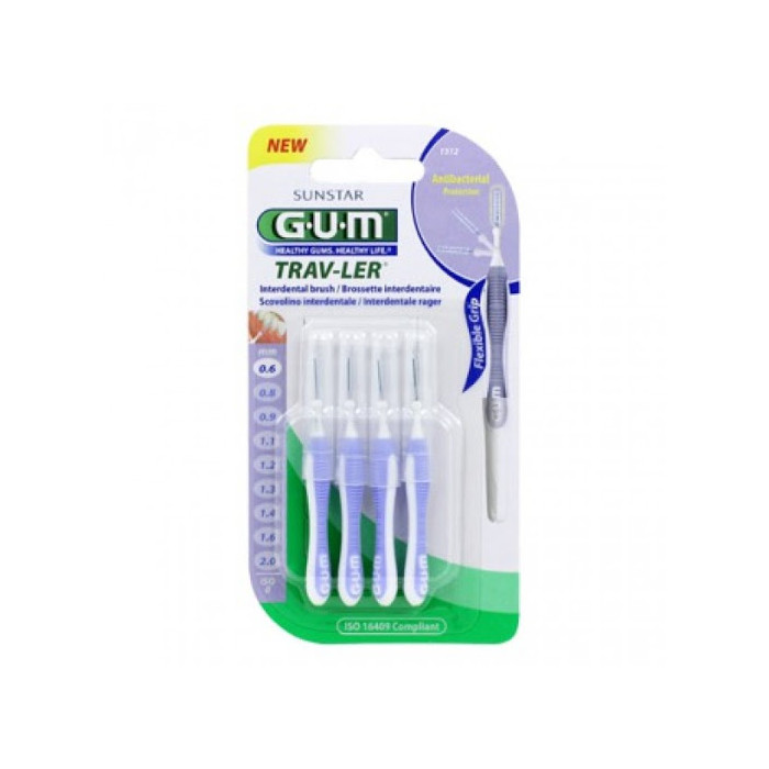 GUM Brossette interdentaire antibactérienne Trav-ler 0.6 mm - 4 brossettes-1312