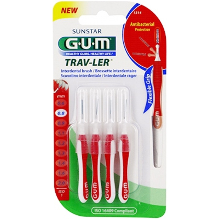 GUM Brossettes interdentaires Trav-ler 0.8mm-4 brossettes-1314