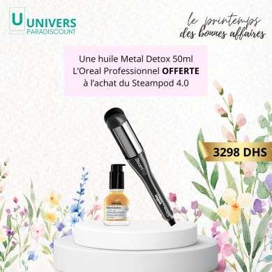 L'OREAL PROFESSIONNEL OFFRE STEAMPOD 4.0 EDITION LIMITEE METEORA + METAL DETOX HUILE 50ML OFFERT