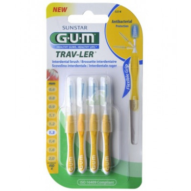 GUM Brossette interdentaire antibactérienne Trav-ler 1.3 mm - 4 brossettes-1514