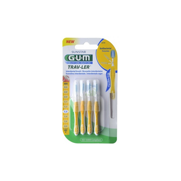 GUM Brossette interdentaire antibactérienne Trav-ler 1.3 mm - 4 brossettes-1514