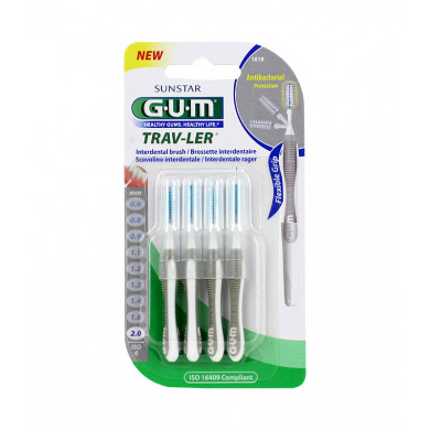 GUM TRAVLER 1618 BROSSETTE INTERDENTAIRE 2.0 BOITE DE 4