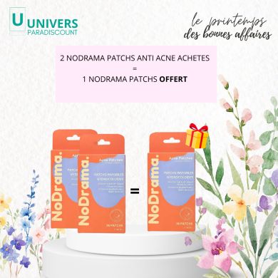 NODRAMA OFFRE 2 PATCHS HYDROCOLLOIDES INVISIBLES ANTI ACNE 36 PATCHS 2 TAILLES ACHETES 1 OFFERT