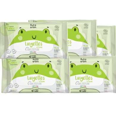 MKL BABY GREEN LINGETTES A L EAU HYPOALLERGENIQUE PACK DE 5 X 60 UNITES