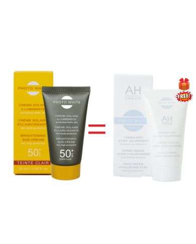 PHOTO WHITE OFFRE CREME SOLAIRE TEINTEE CLAIRE ECLAIRICISSANTE SPF 50+ 50 ML + CREME VISAGE ACIDE HYALURONIQUE 50 ML OFFERTE