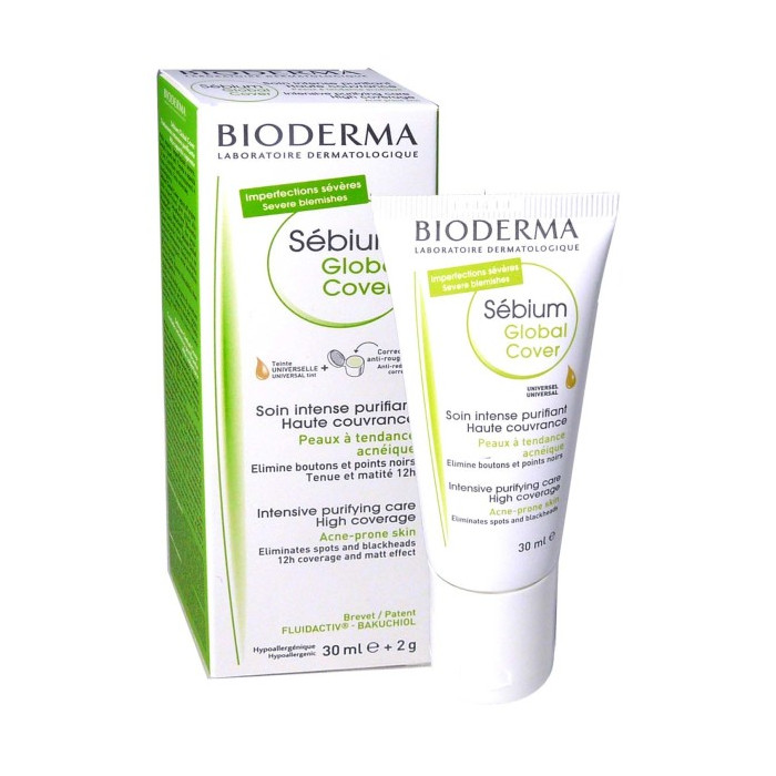 BIODERMA SEBIUM GLOBAL COVER SOIN INTENSE PURIFIANT TEINTE UNIVERSELLE 30ML