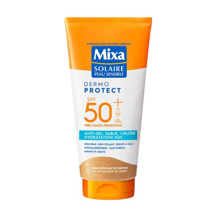 MIXA DERMO PROTECT LAIT SOLAIRE SPF 50+ ANTI SEL SABLE CHLORE HYDRATATION 24H 175 ML
