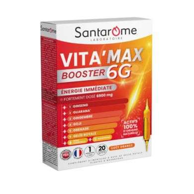 SANTAROME BOOSTER 6G ENERGIE IMMEDIATE 20 AMPOULES DE 10 ML
