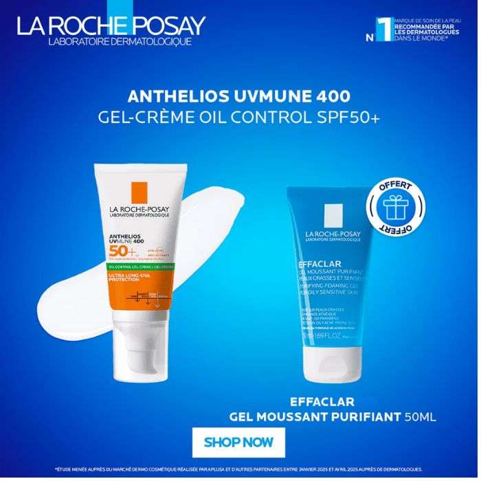 LA ROCHE POSAY OFFRE ANTHELIOS UVMUNE400 OIL CONTROL INVISIBLE SPF50+ 50ML + EFFACLAR GEL 50ML OFFERT