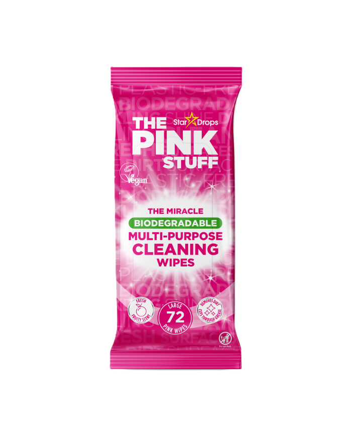 THE PINK STUFF THE MIRACLE BIODEGRADABLE MULTI PURPOSE CLEANING WIPES 72 LARGE PINK WIPES