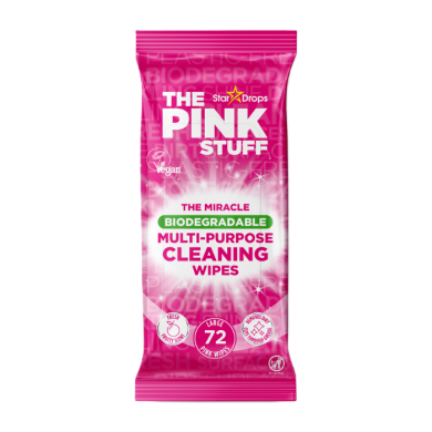 THE PINK STUFF THE MIRACLE BIODEGRADABLE MULTI PURPOSE CLEANING WIPES 72 LARGE PINK WIPES