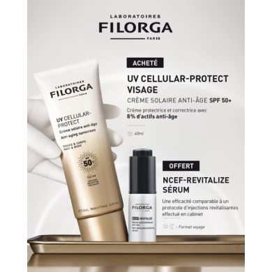 FILORGA OFFRE UV CELLULAR PROTECT CREME SOLAIRE ANTI AGE SPF 50+ 125ML + NCEF-REVITALIZE SERUM 5 ML OFFERT