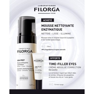 FILORGA OFFRE SKIN PREP MOUSSE NETTOYANTE ENZYMATIQUE 150 ML + TIME-FILLER EYES CREME ABSOLUE CORRECTION REGARD 4 ML OFFERT
