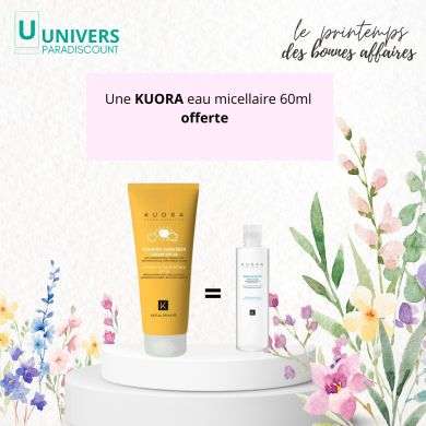 KUORA OFFRE ECRAN SOLAIRE PEDIATRIQUE SPF 50 SANS FILTRES CHIMIQUES 200 ML + EAU MICELLAIRE 60ML OFFERTE