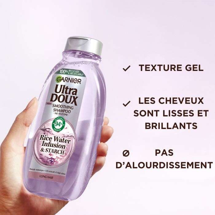 GARNIER ULTRA DOUX SHAMPOOING LISSANT A L'EAU DE RIZ ET A L'AMIDON 400ML