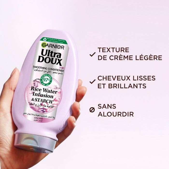 GARNIER ULTRA DOUX CONDITIONER LISSANT A L'EAU DE RIZ ET A L'AMIDON 200ML