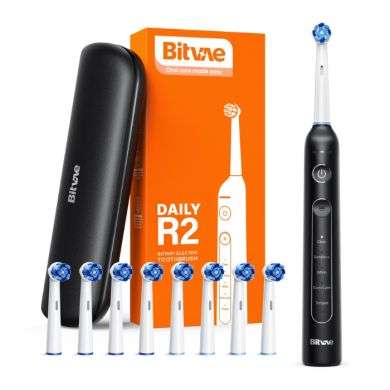 BITVAE DAILY R2 ROTARY ELECTRIC TOOTHBRUSH x 8 REPLACEABLE BRUSH HEADS