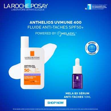 LA ROCHE POSAY OFFRE ANTHELIOS UVMUNE 400 FLUIDE ANTI TACHES SPF50+ 50 ML + MELA B3 10 ML OFFERT