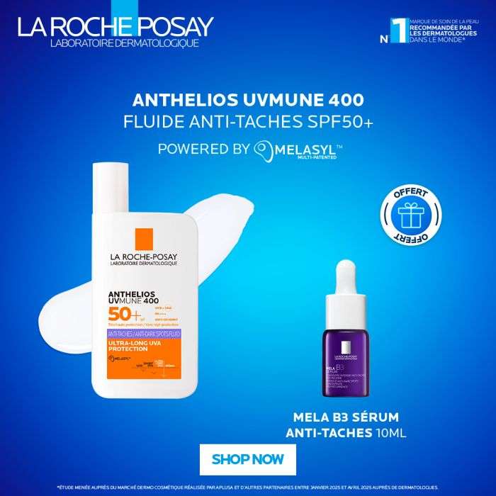 LA ROCHE POSAY OFFRE ANTHELIOS UVMUNE 400 FLUIDE ANTI TACHES SPF50+ 50 ML + MELA B3 10 ML OFFERT