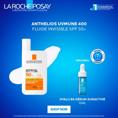 LA ROCHE POSAY OFFRE ANTHELIOS UVMUNE 400 FLUIDE SOLAIRE INVISIBLE SPF 50+ 50 ML +HYALU B5 10ML OFFERT