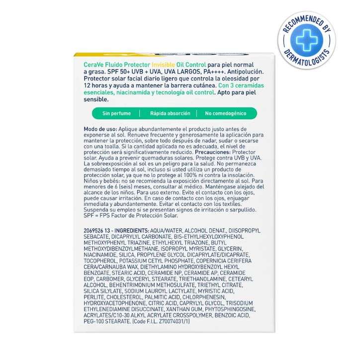 CERAVE ECRAN SOLAIRE SPF 50 FLUIDE INVISIBLE TOUCHER SEC 50 ML