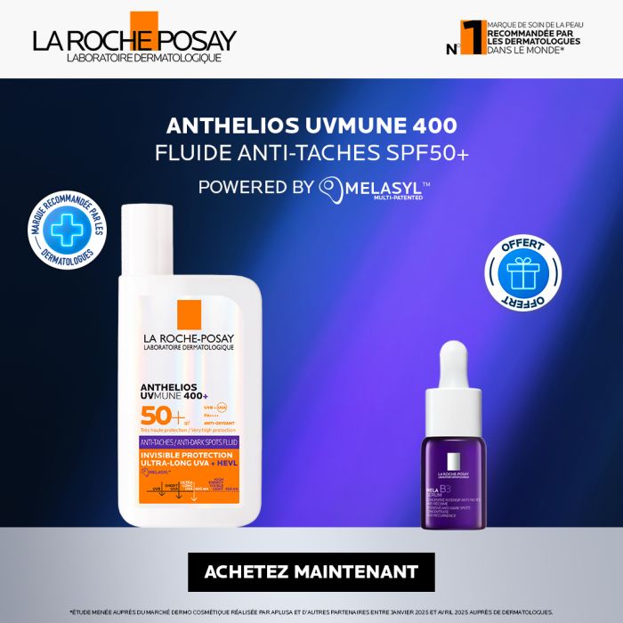LA ROCHE POSAY OFFRE ANTHELIOS UVMUNE 400 FLUIDE ANTI TACHES SPF50+ 50 ML + MELA B3 10 ML OFFERT