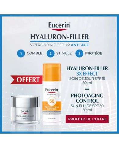 EUCERIN OFFRE HYALURON FILLER 3* EFFECT SOIN DE JOUR SPF 15 PEAU SECHE 50ML + PHOTOAGING CONTROL SPF 50+ OFFERT