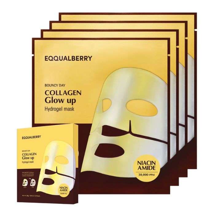 EQQUALBERRY COLLAGEN GLOW UP HYDROGEL MASK x 4 UNITES