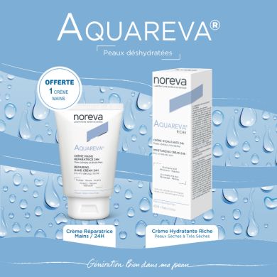 NOREVA OFFRE AQUAREVA CREME HYDRATANTE 24H TEXTURE RICHE 40ML + NOREVA AQUAREVA CREME MAINS 50 ML OFFERTE