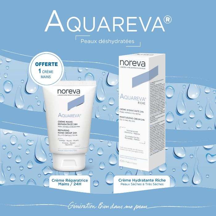 NOREVA OFFRE AQUAREVA CREME HYDRATANTE 24H TEXTURE RICHE 40ML + NOREVA AQUAREVA CREME MAINS 50 ML OFFERTE
