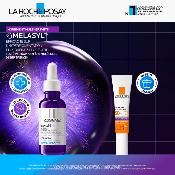 LA ROCHE POSAY OFFRE MELA B3 SERUM CONCENTRE 30 ML + ANTHELIOS UVMUNE 400 SPF 50+ FLUIDE ANTI TACHES 15 ML FORMAT VOYAGE
