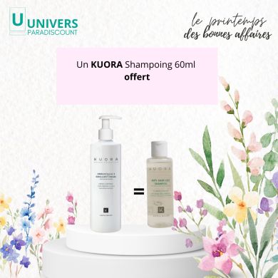 KUORA OFFRE CREME EMOLLIENTE OMEGA 3 6 ET 9 PEAUX SENSIBLES SECS ET ATOPIQUE 400 ML + SHAMPOOING 60 ML OFFERT