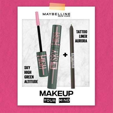 MAYBELLINE PACK SKY HIGH MASCARA GREEN ALTITUDE + TATTOO LINER AURORA