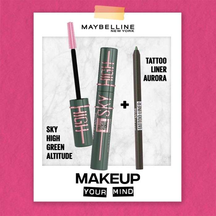 MAYBELLINE PACK SKY HIGH MASCARA GREEN ALTITUDE + TATTOO LINER AURORA