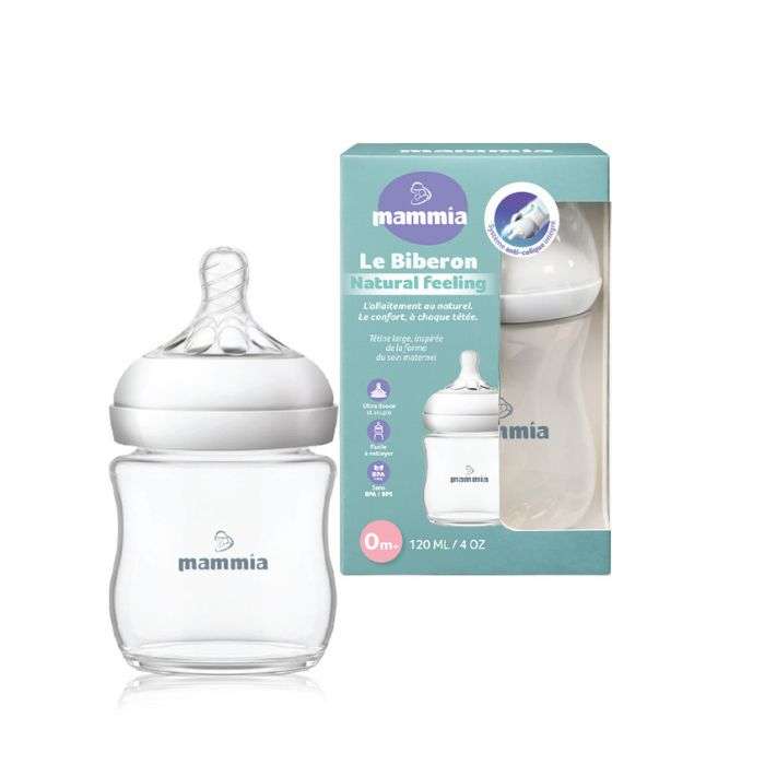 MAMMIA BIBERON NATURAL FEELING 120 ML 0 MOIS+ BLANC