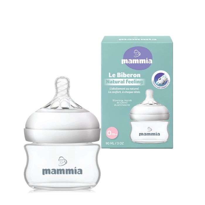 MAMMIA BIBERON NATURAL FEELING 90 ML 0 MOIS+ BLANC