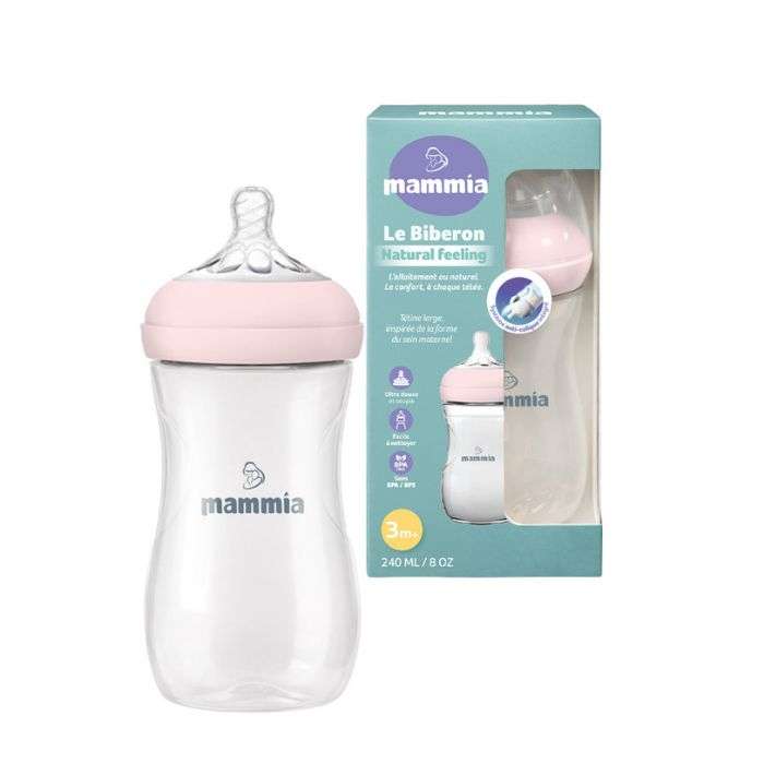 MAMMIA BIBERON NATURAL FEELING 240 ML 3 MOIS+ ROSE