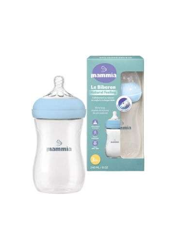 MAMMIA BIBERON NATURAL FEELING 240 ML 3 MOIS+ BLEU