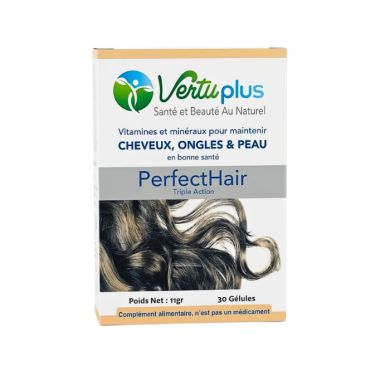 VERTUPLUS PERFECT HAIR VITAMINES ET MINERAUX POUR MAINTENIR CHEVEUX ONGLES ET PEAU 30 GELULES
