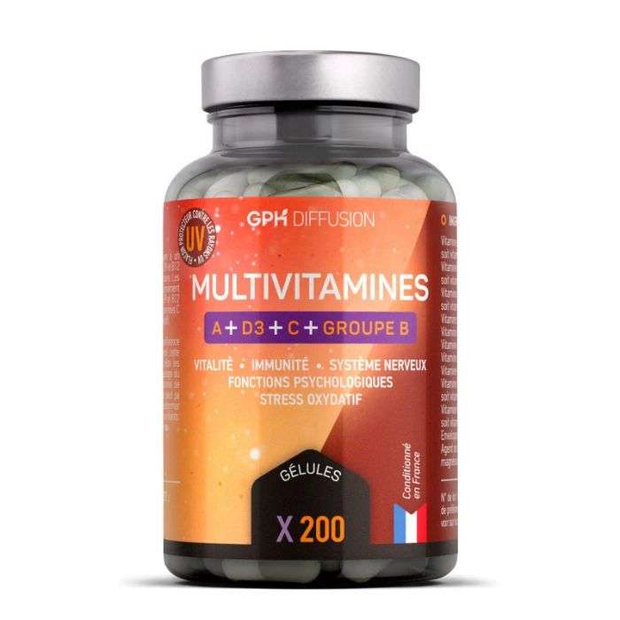 GPH MULTIVITAMINES A + D + C + GROUPE B COMPLEMENT ALIMENTAIRE 200 GELULES 392 MG