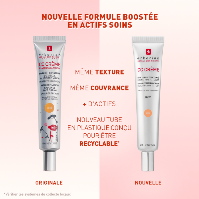 ERBORIAN OFFRE CC CREME SOIN CORRECTEUR SPF 30 DORE 40 ML + BANDEAU OFFERT