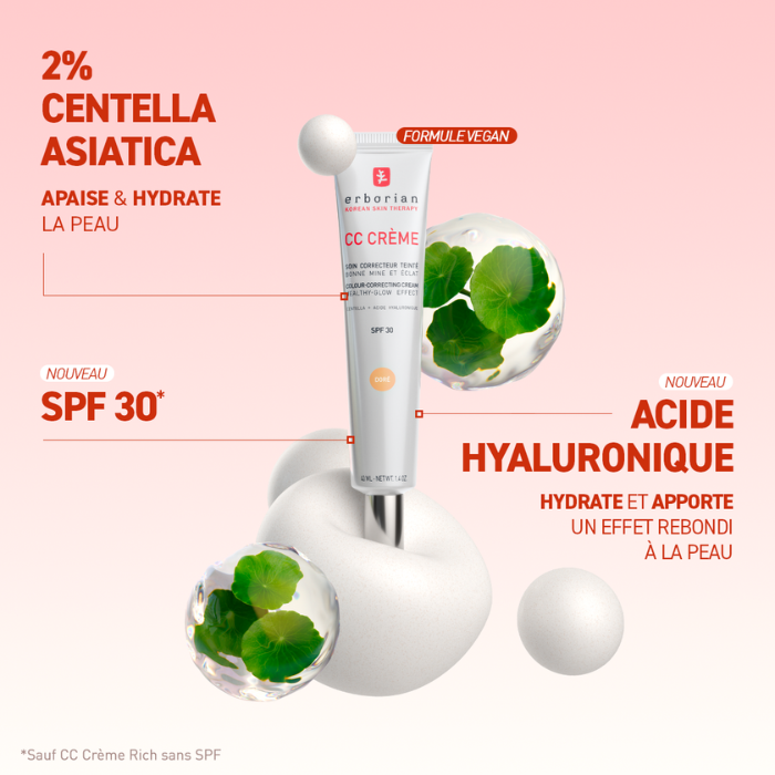 ERBORIAN OFFRE CC CREME SOIN CORRECTEUR SPF 30 DORE 40 ML + BANDEAU OFFERT