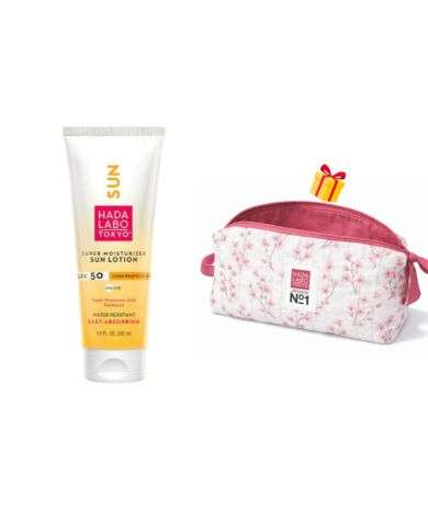 HADA LABO OFFRE SUPER MOISTRIZER SUN LOTION SPF50 200 ML + TROUSSE OFFERTE